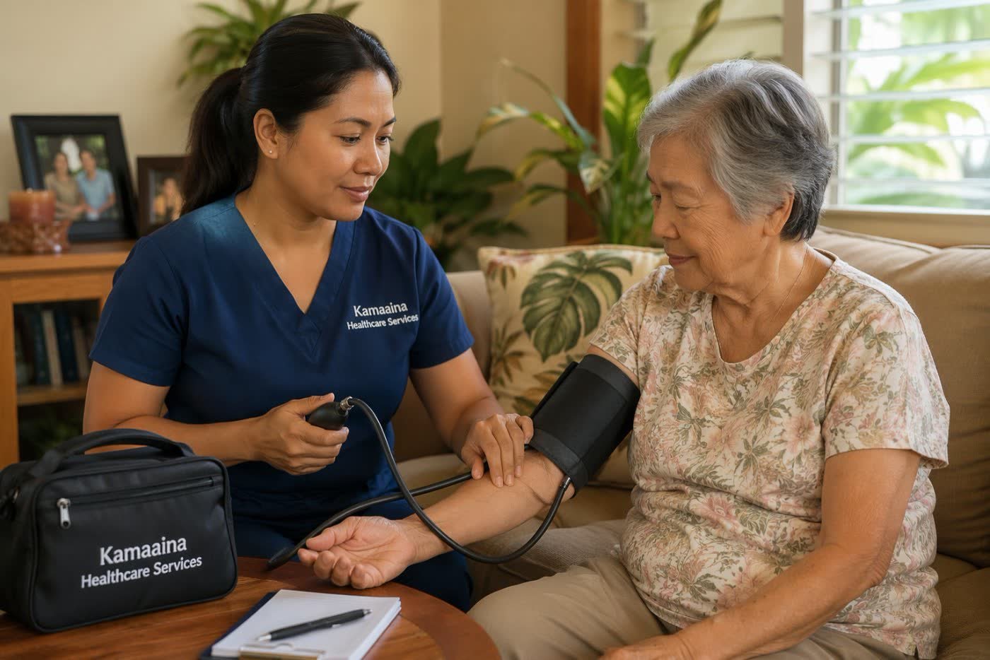 CNA walking a client to a health appointment