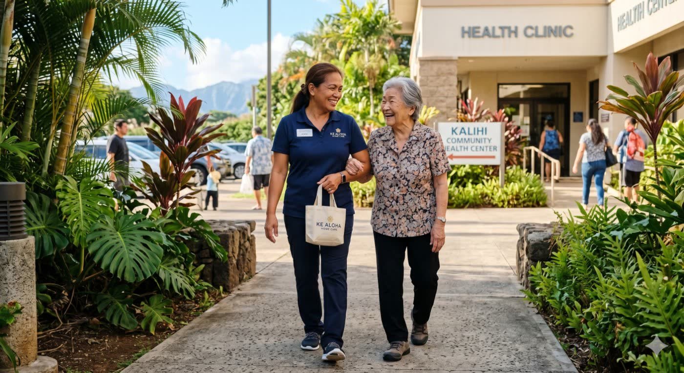 Kamaʻaina caregiver sharing a joyful moment with a client