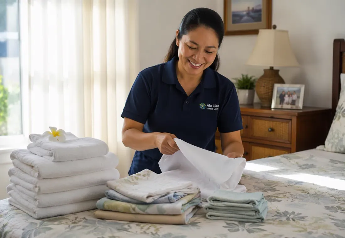 Caregiver helping keep a participant’s home clean and safe