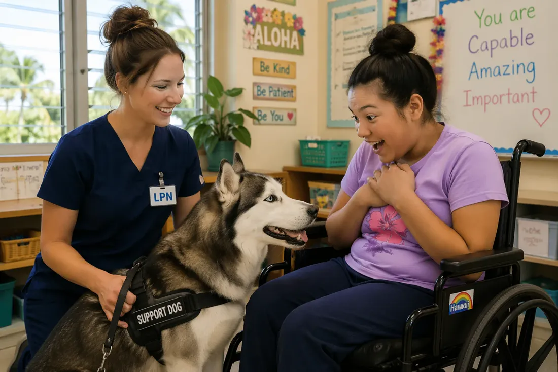 Caregiver supporting a resident at home
