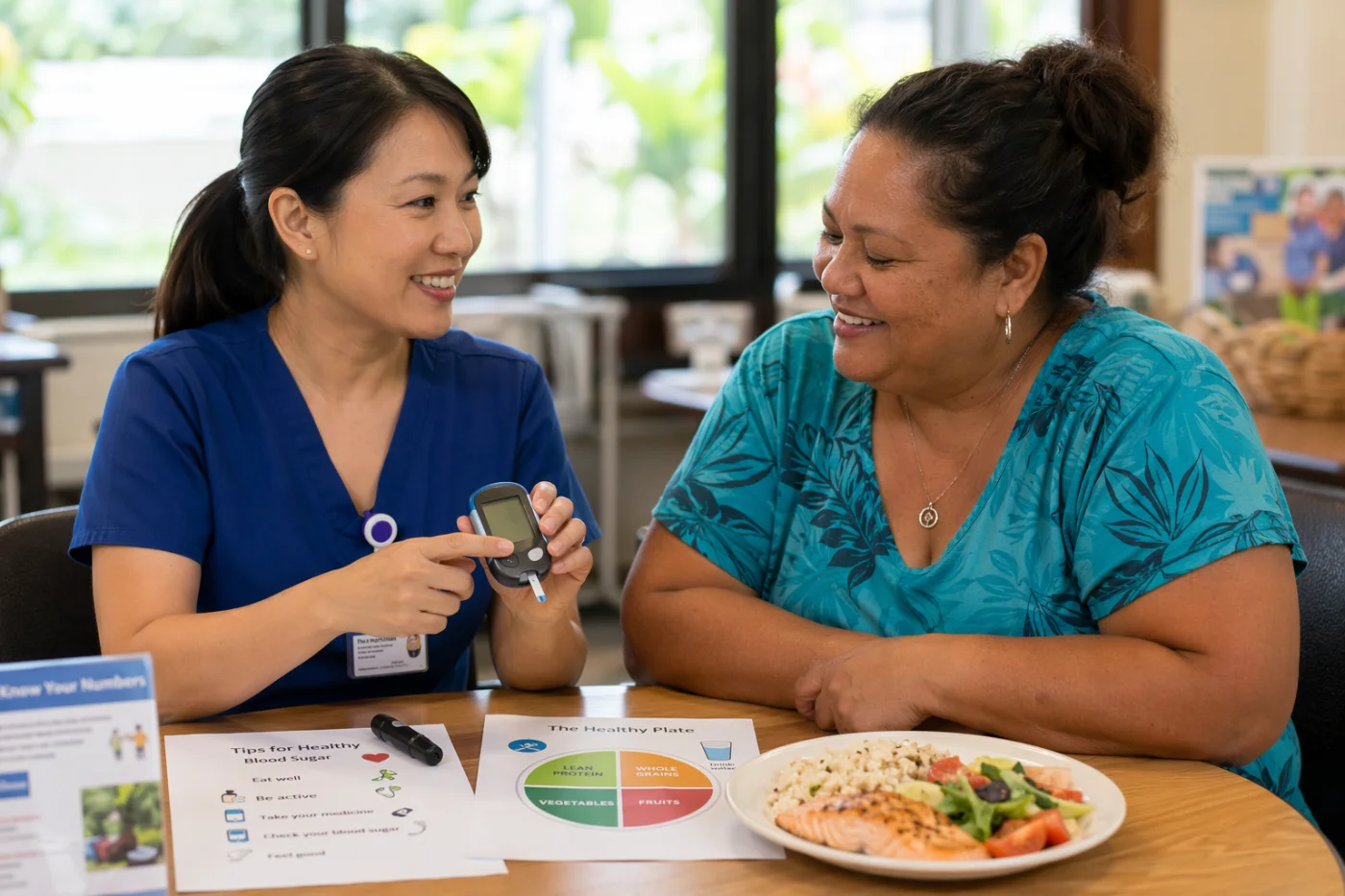 Nurse providing diabetes education and support