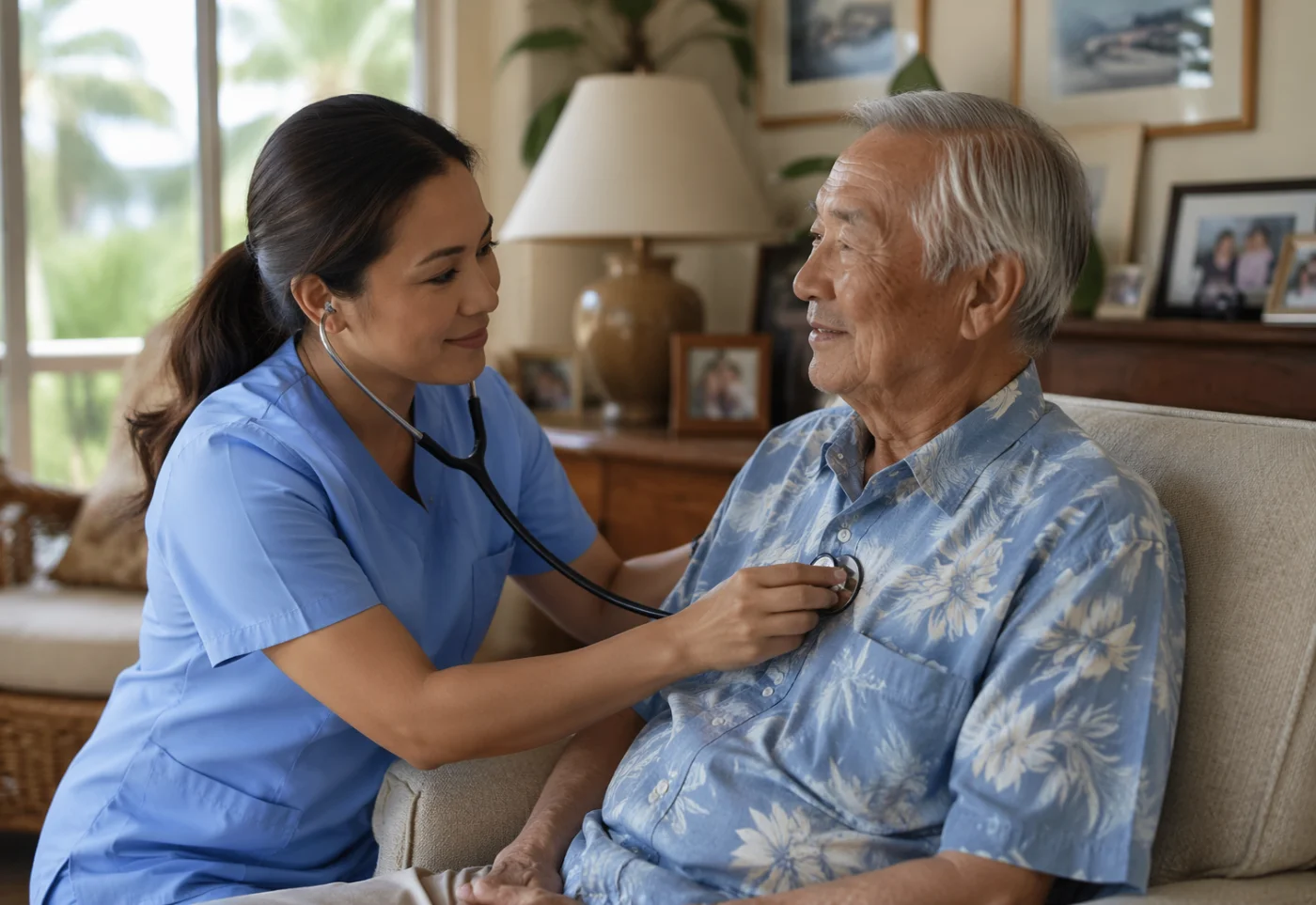 Nurse performing an in-home health assessment