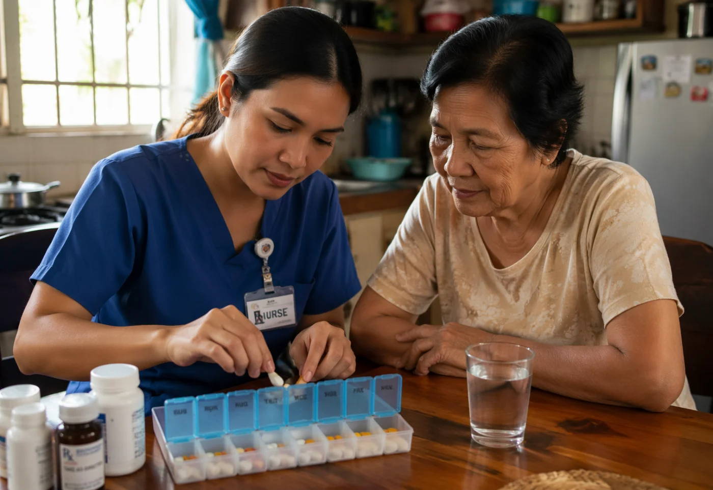 Nurse organizing a patient’s medications
