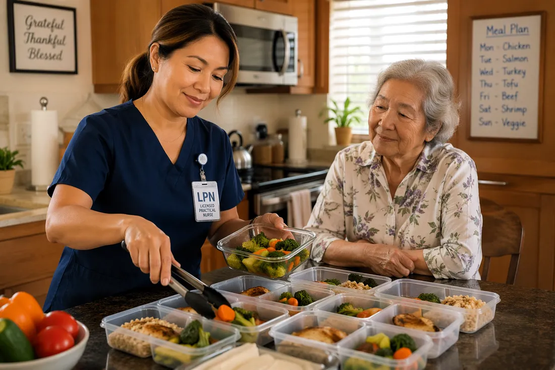 Caregiver providing personalized care to a client at home